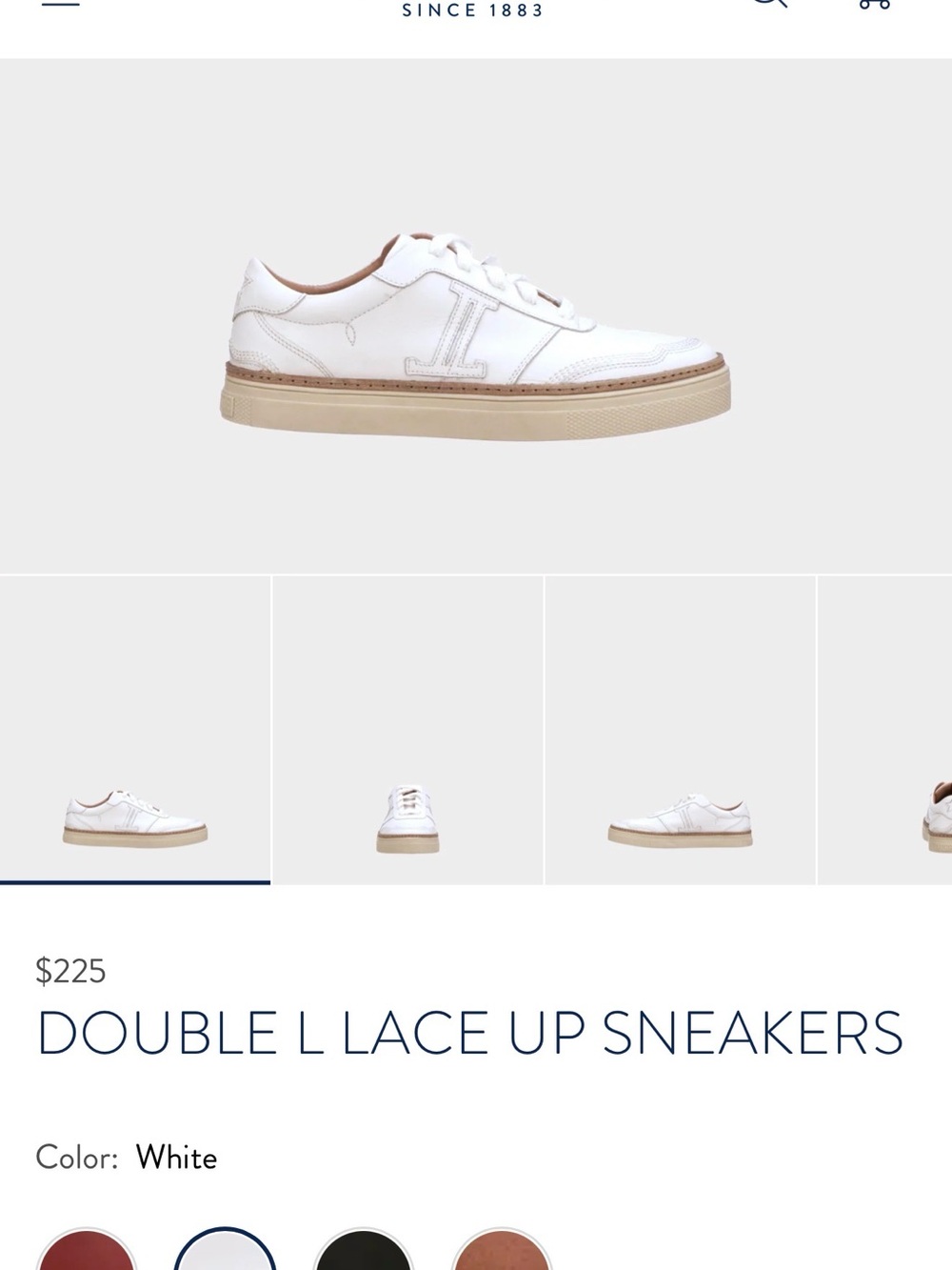 Lucchese White and Tan Double L Lace Up Sneakers